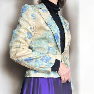 Nipon Boutique Brocade Floral Jacquard Blazer Jacket Wedding Guest Formal Peplum